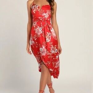 Lulu's Scarlet Floral High Low Dress